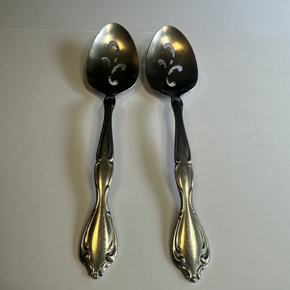 2 Oneida Cantata Community Stainless Slotted Serving Spoons